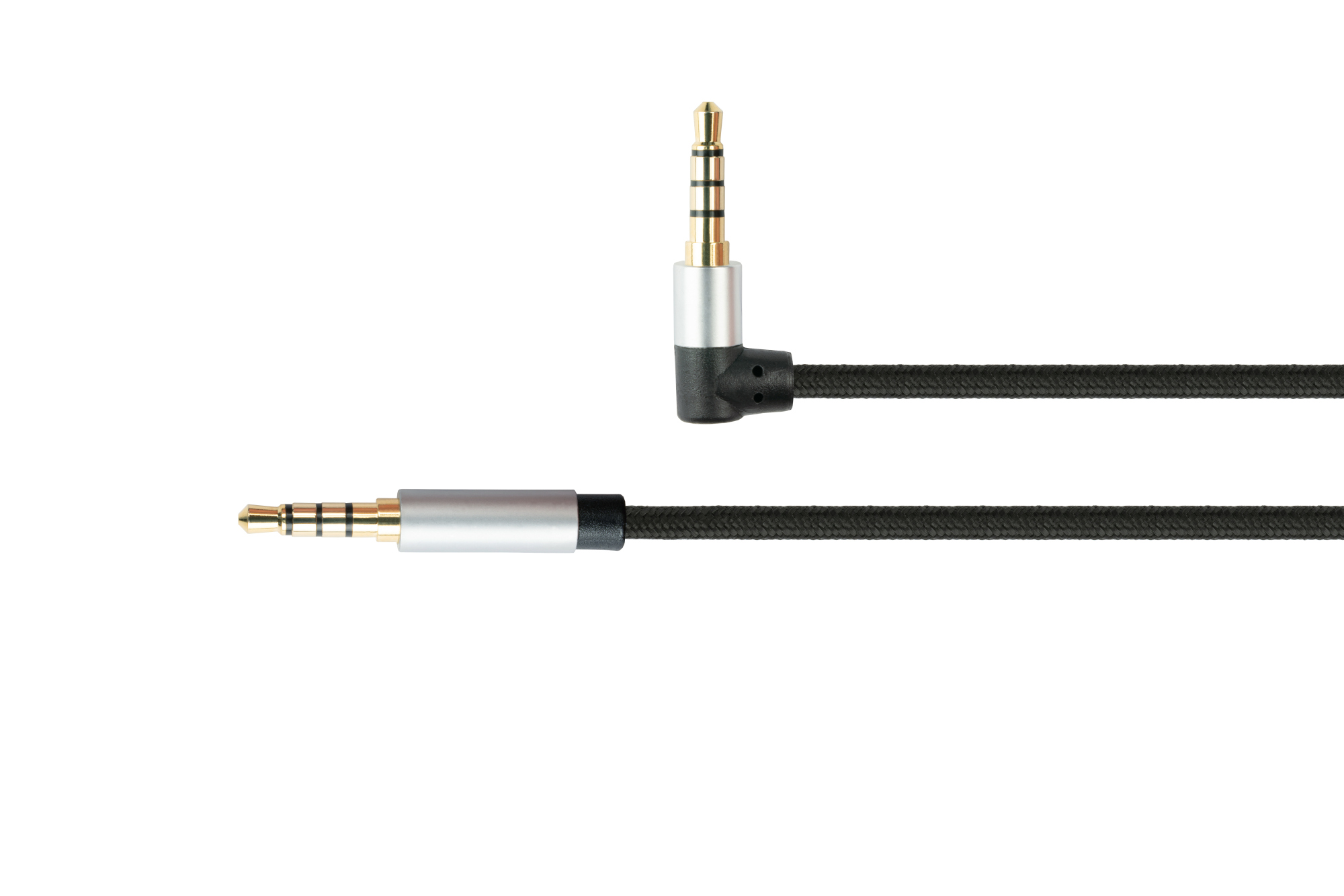 Audio Anschlusskabel High-Quality, 4-poliger 3,5mm Klinkenstecker an Klinkenstecker gewinkelt, Texti
