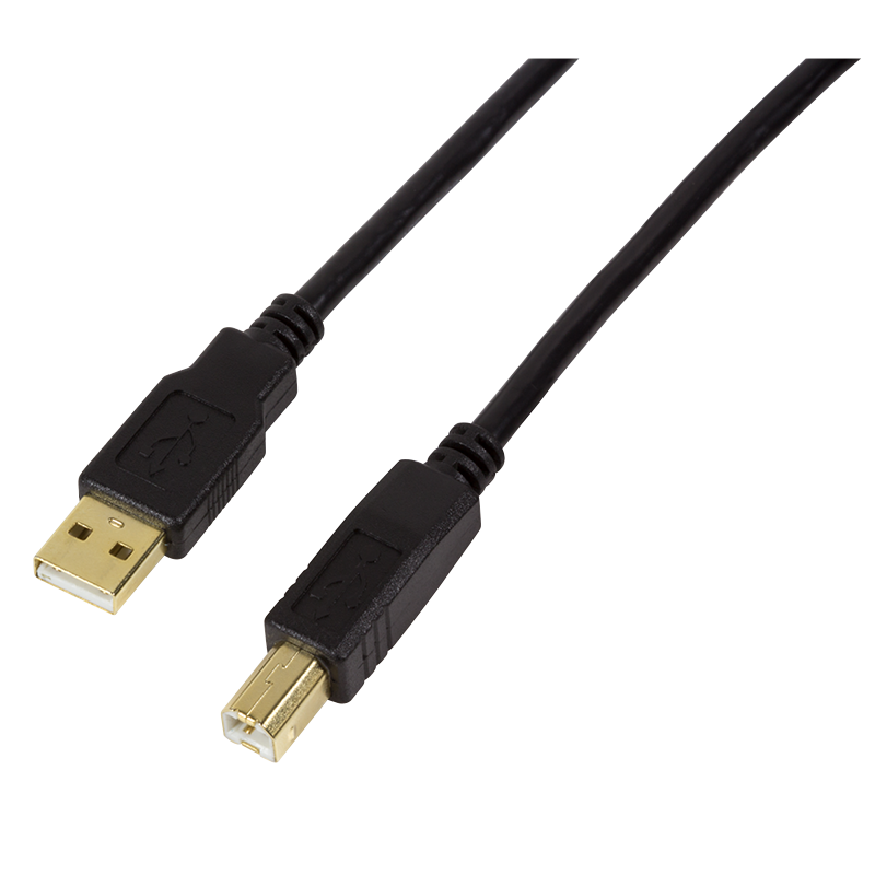 USB 2.0-Kabel, USB-A/M zu USB-B/M, Verstärker, schwarz, 20 m
