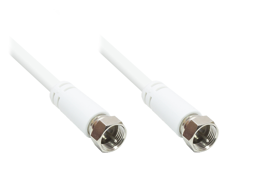 SAT Antennenkabel, F-Stecker beidseitig (vernickelt), 2x geschirmt (70dB / 75 Ohm), CCS, weiß, 2,5m,
