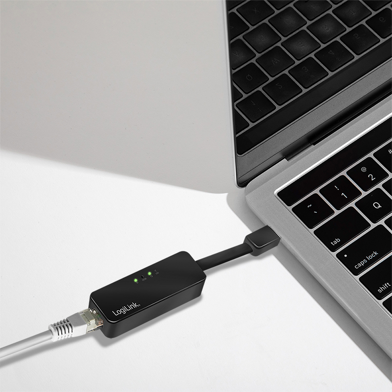 USB 3.0-Ethernet Adapter, USB-A/M zu RJ45/F, schwarz