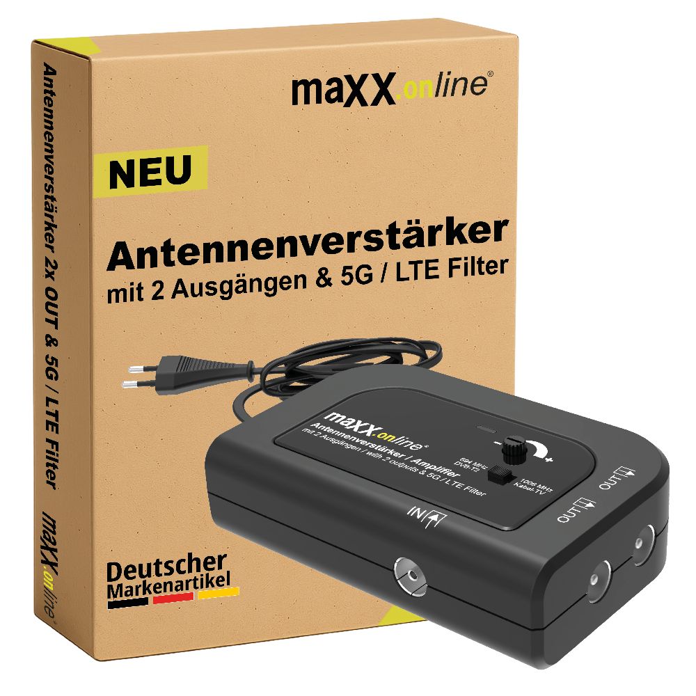 Antennenverstärker mit 2 Ausgängen, 20 dB Verstärkung inkl. Zubehör