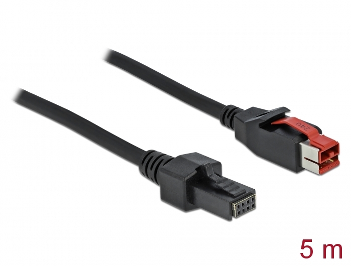 PoweredUSB Kabel Stecker 24 V zu 2 x 4 Pin Stecker 5 m für POS Drucker und Terminals, Delock® [85954