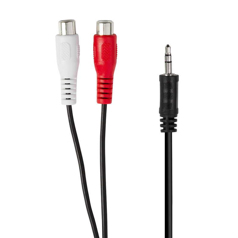 Audio-Kabel, 3,5 mm 3-Pin/M zu 2x Cinch/F, schwarz, 0,2 m