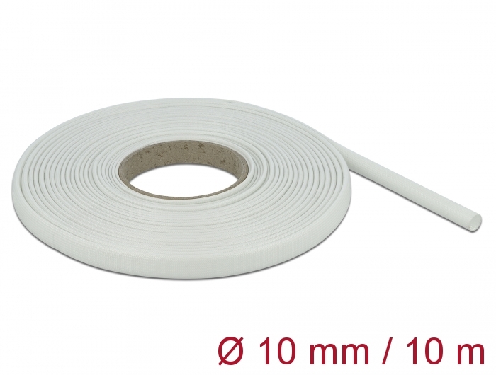 Schutzschlauch Glasfasergeflecht 10 m x 10 mm weiß, Delock®