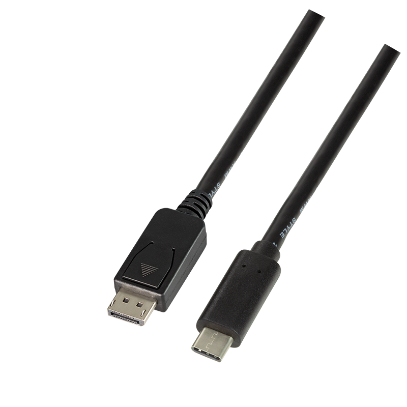 USB 3.2 Gen1 Type-C Kabel, C/M zu DP/M, 4K/120 Hz, schwarz, 1,8 m