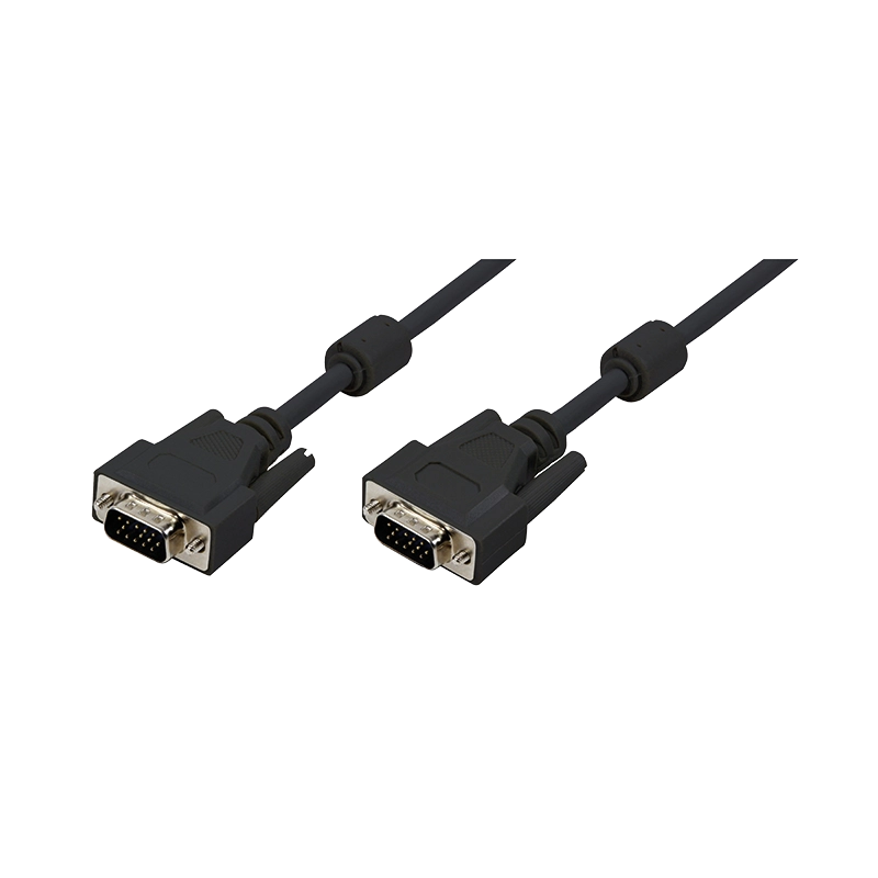 VGA-Kabel, HD15/M zu HD15/M, 1080p, 2x Ferrit, schwarz, 3 m