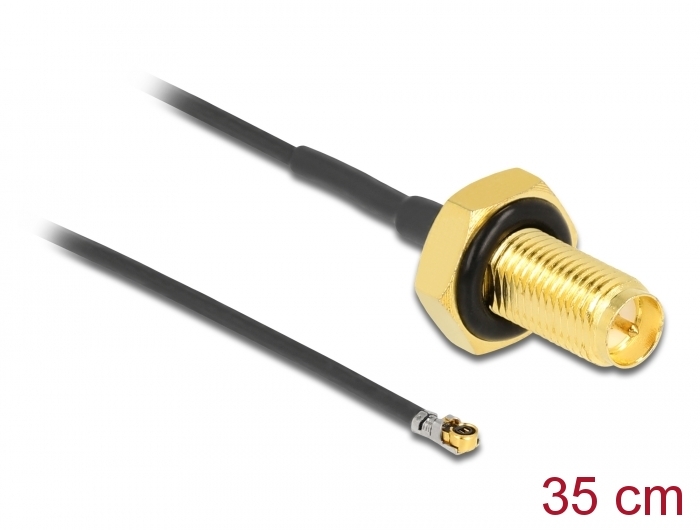Antennenkabel RP-SMA Buchse zum Einbau zu MHF® 4L LK Stecker 1.37 35 cm Gewindelänge 10 mm spritzwas