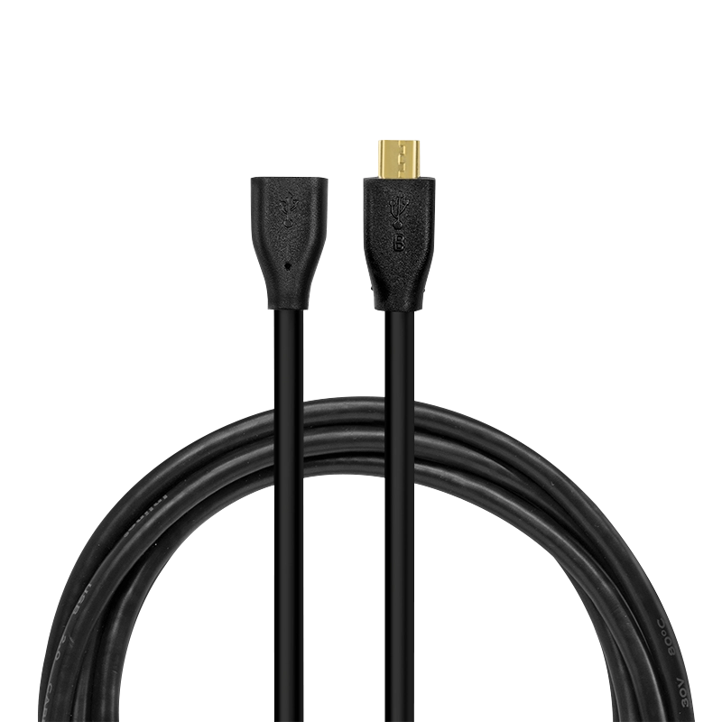 USB 2.0-Kabel, Micro-USB/M zu Micro-USB/F, schwarz, 1 m