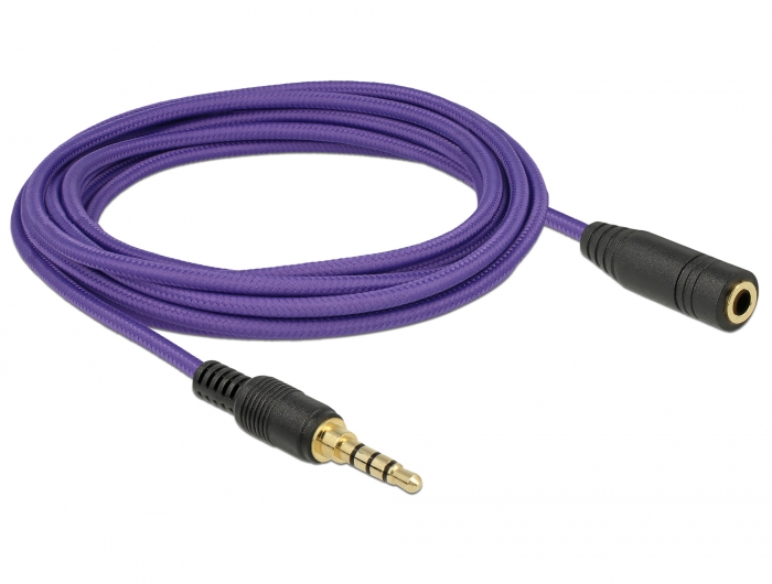 Verlängerungskabel Audio Klinke 3,5 mm Stecker an Buchse iPhone 4 Pin, violett, 3 m, Delock® [85625]