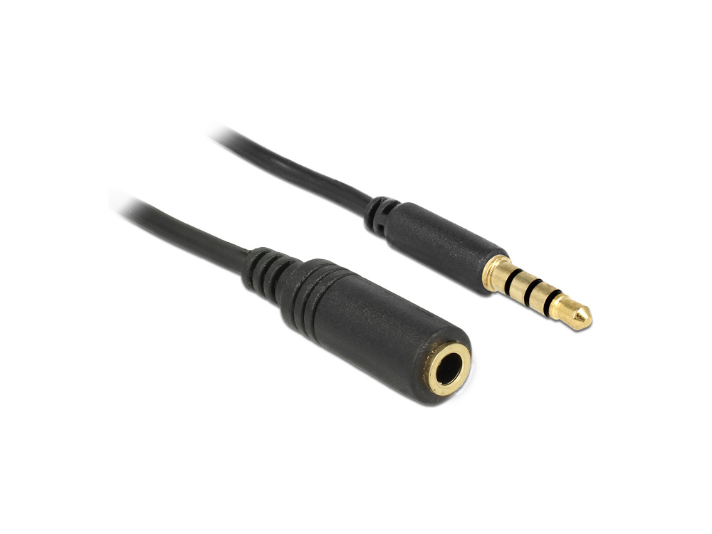 Verlängerungskabel Audio Klinke 3,5 mm Stecker an Buchse IPhone 4 Pin, schwarz, 2m, Delock® [84667]