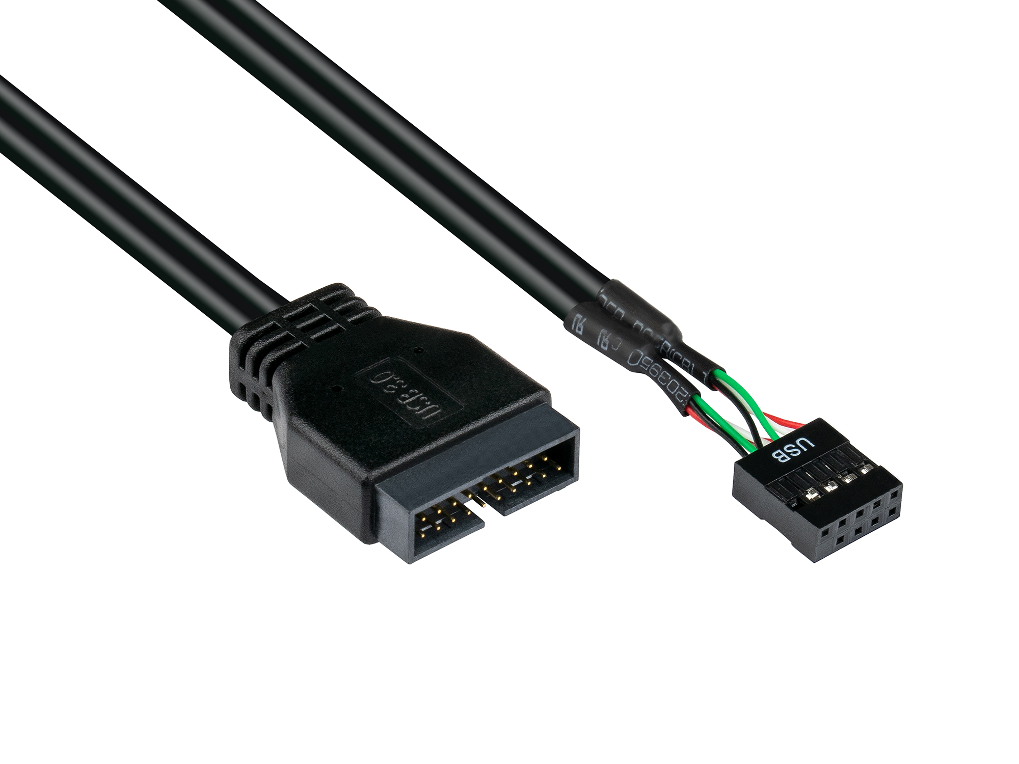 Adapter intern USB 3.0 Pin-Header Stecker an USB 2.0 Pin-Header Buchse, schwarz, 0,45m, Good Connect