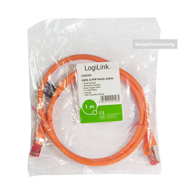 Patchkabel PrimeLine, Cat.6, S/FTP, orange, 10 m