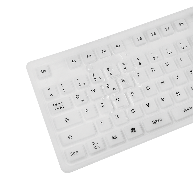 Tastatur Flexibel Wasserfest USB + PS/2, weiß