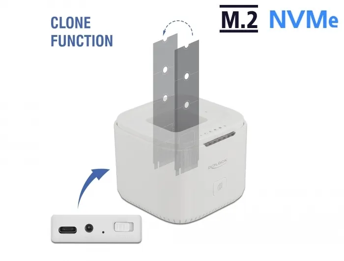 M.2 Dockingstation für 2 x M.2 NVMe PCIe SSD mit Klon Funkti