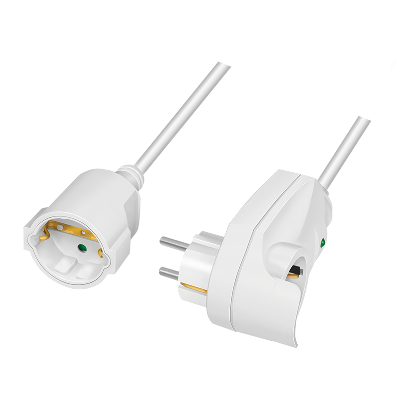 Stromverlängerungskabel 1-fach, 1x CEE 7/3 + 1 Durchgangsstecker, 3 m