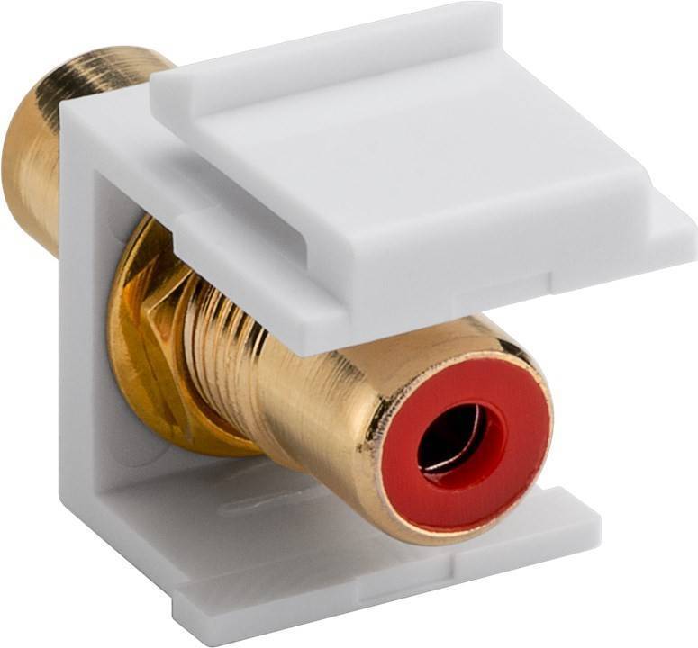 KeyStone Modul, Cinch/RCA Buchse rot an Cinch/RCA Buchse rot, vergoldet, Gehäuse weiß