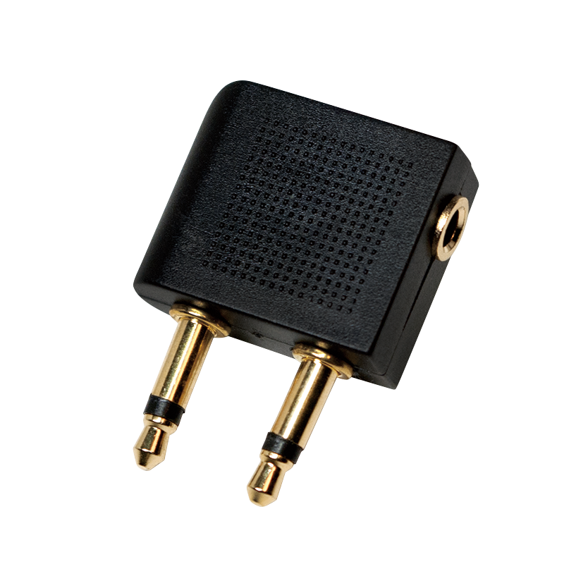 Audio-Adapter, 2x 3,5 mm 2-Pin/M zu 3,5 mm 3-Pin/F, 90°, schwarz Audio-Adapter, 2x 3,5 mm 2-Pin/M zu 3,5 mm 3-Pin/F, 90°, schwarz