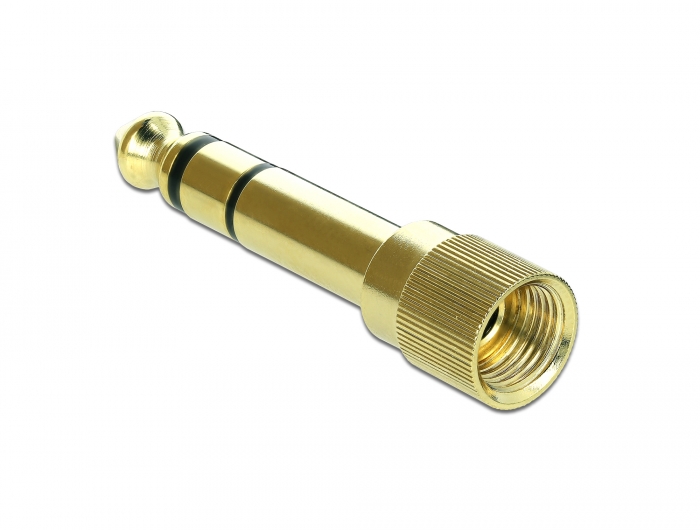 Adapter 6,35 mm Klinkenstecker an 3,5 mm Klinkenbuchse 3 Pin Metall verschraubbar, Delock® [66390]