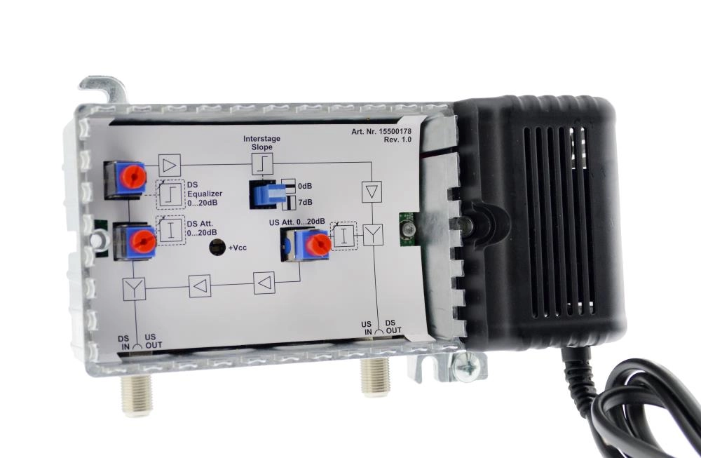 Hausanschlussverstärker KDG B (3.2) und C (3.2) 1 GHz 35 dB Verstärkung, RW 65 MHz 25 dB mit Pegelsteller