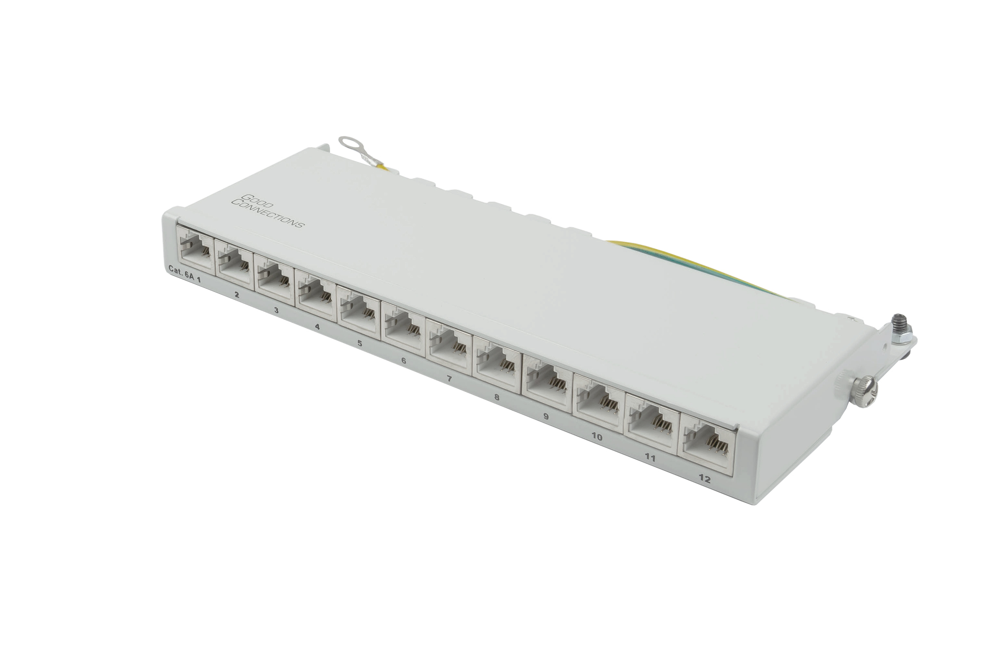 Patchpanel Desktop Cat. 6A, 12-Port, 0,5 HE, STP geschirmt,