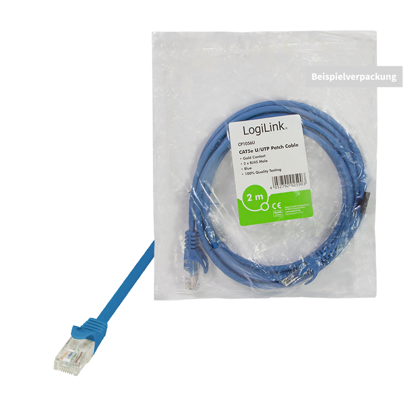 Patchkabel EconLine, Cat.5e, U/UTP, blau, 1 m