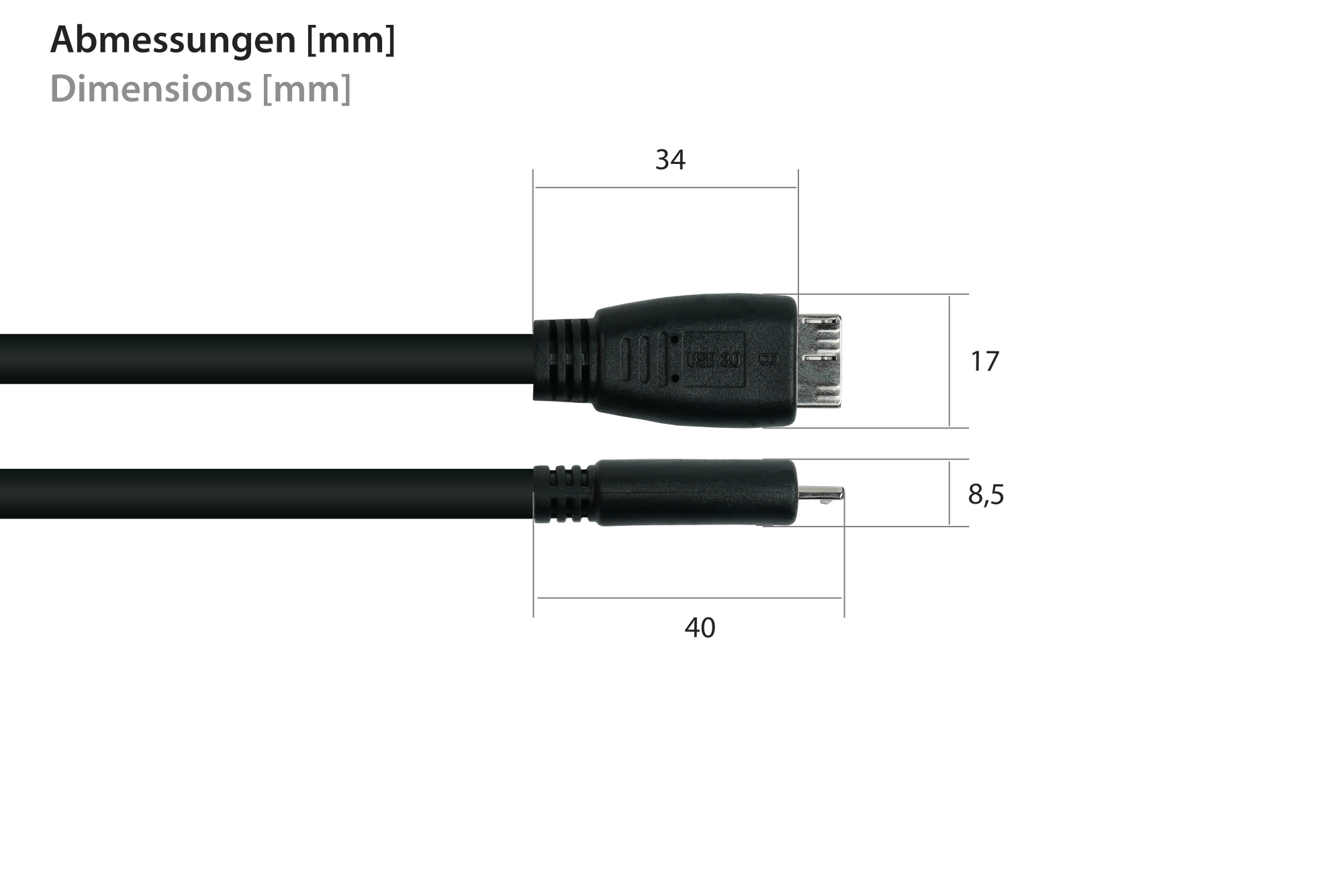 Premium Cord USB - Micro USB Connection Cable 5 m, USB A Male to Micro B  Male, USB 2.0 High Speed Data Cable, 5 Pins, 2X Shielded, AWG28, Colour