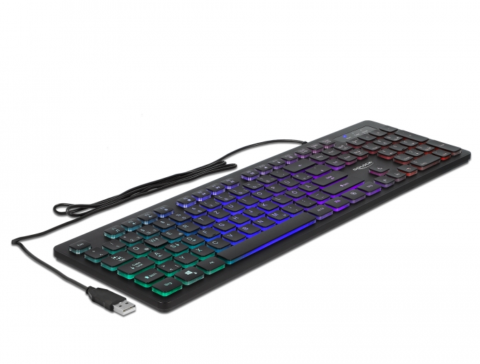 USB Tastatur kabelgebunden 1,5 m schwarz mit RGB Beleuchtung