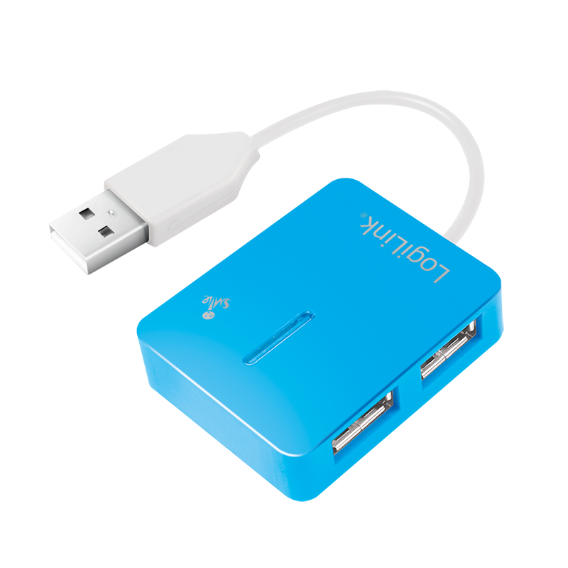USB 2.0 Hub 4-Port, Smile, blau