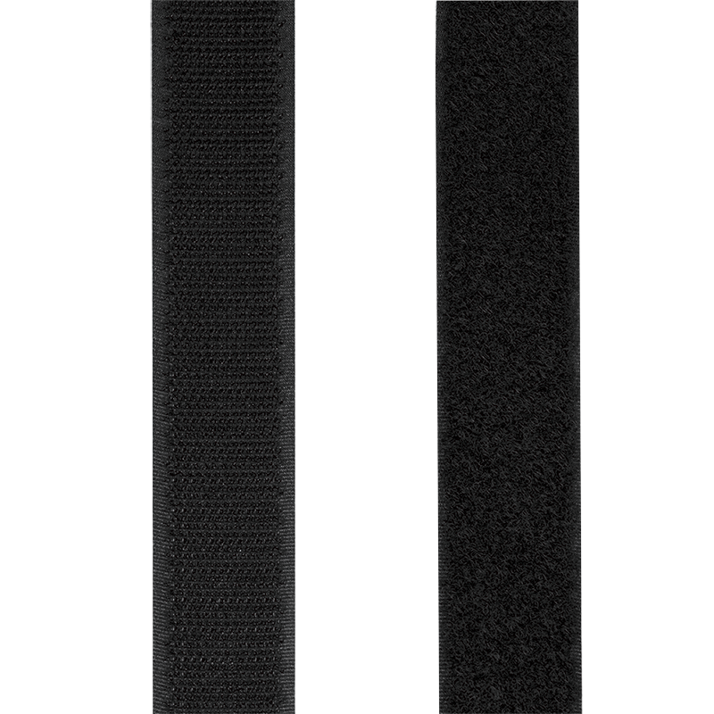 Selbstklebendes Klettband-Set, schwarz, 25 mm breit, Rolle, 5 m
