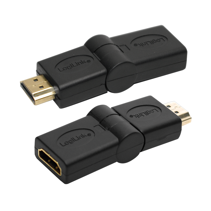 HDMI-Adapter, A/M zu A/F, 180° zum knicken, 4K/30 Hz, schwarz