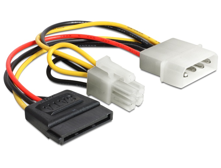Kabel Power 4pin Molex Stecker an SATA 15Pin Buchse + P4 Stecker, Delock® [60127]