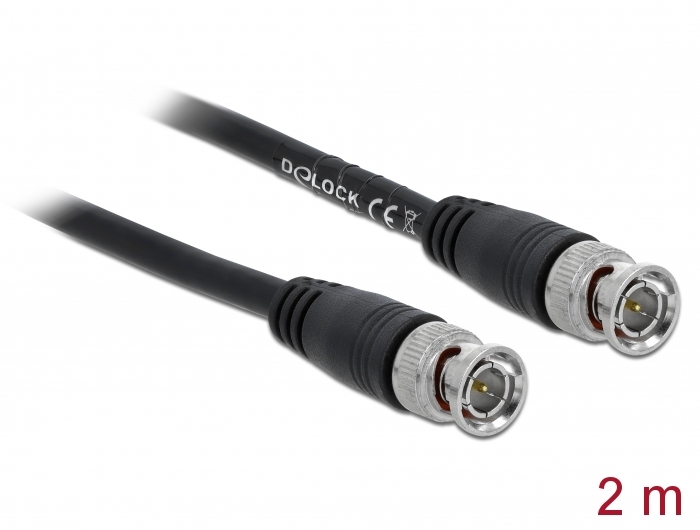 Kabel BNC Stecker an BNC Stecker, schwarz, 2 m, Delock® [80082]