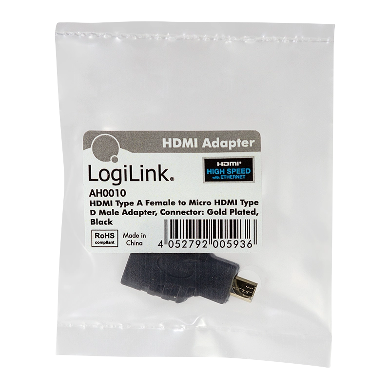 HDMI-Adapter, Micro-D/M zu A/F, 4K/30 Hz, schwarz