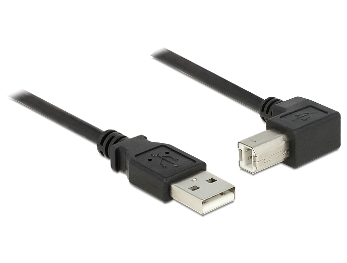 Kabel USB 2.0 Typ-A Stecker an USB 2.0 Typ-B Stecker gewinkelt 1 m schwarz, Delock® [83519]