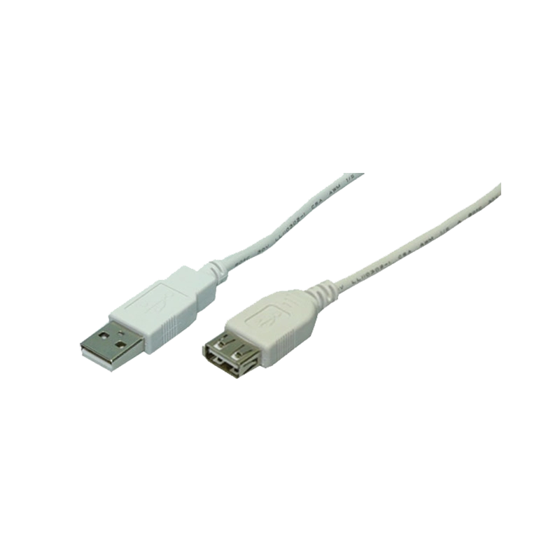 USB 2.0-Kabel, USB-A/M zu USB-A/F, grau, 5 m