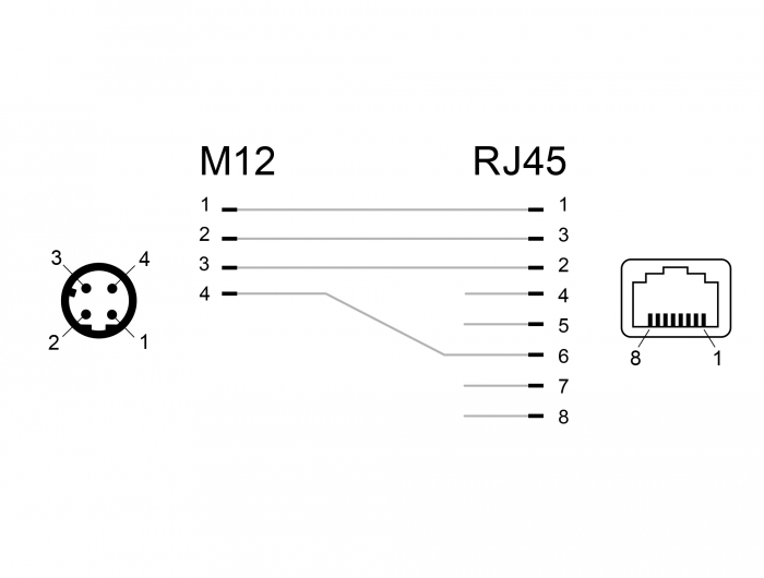 Netzwerkadapter M12 4 Pin D-kodiert Stecker an RJ45 Buchse, Delock® [66313]