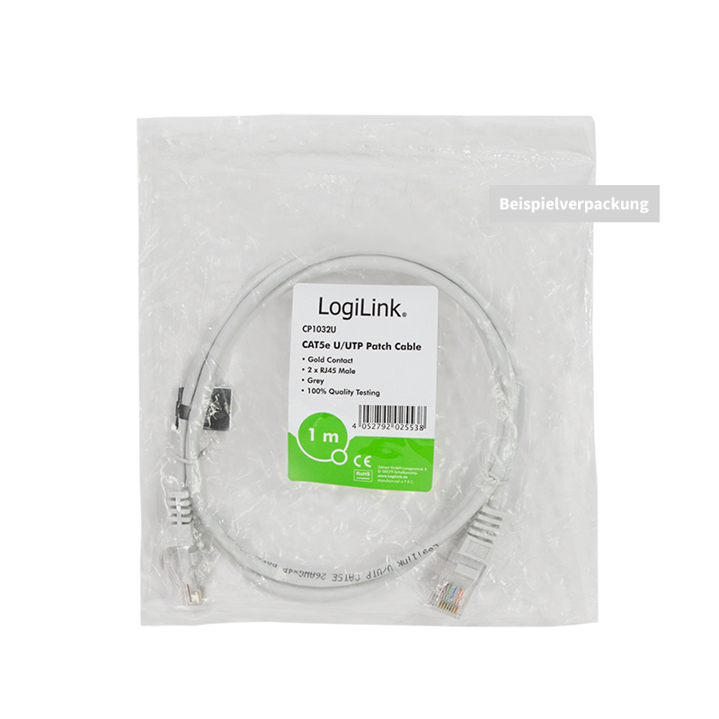 Patchkabel EconLine, Cat.5e, U/UTP, grau, 0,5 m