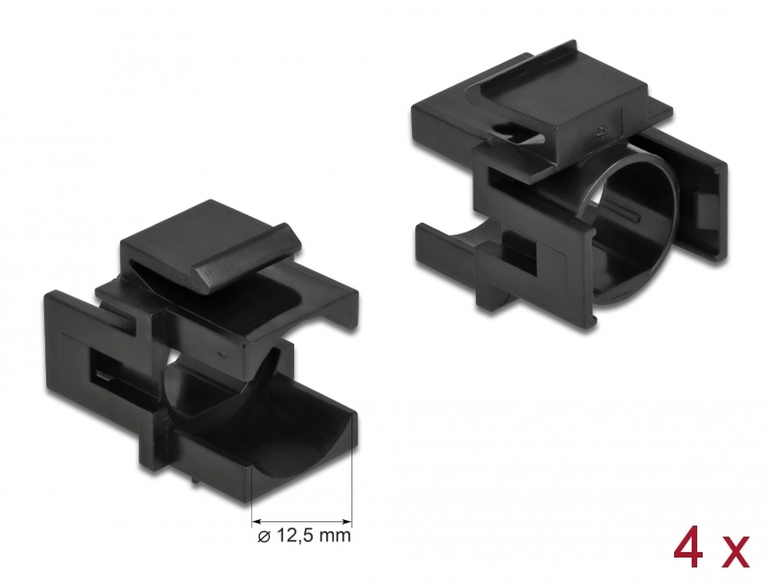 Keystone Abdeckung schwarz mit 12,5 mm Durchführung 4 Stück, Delock® [86738]