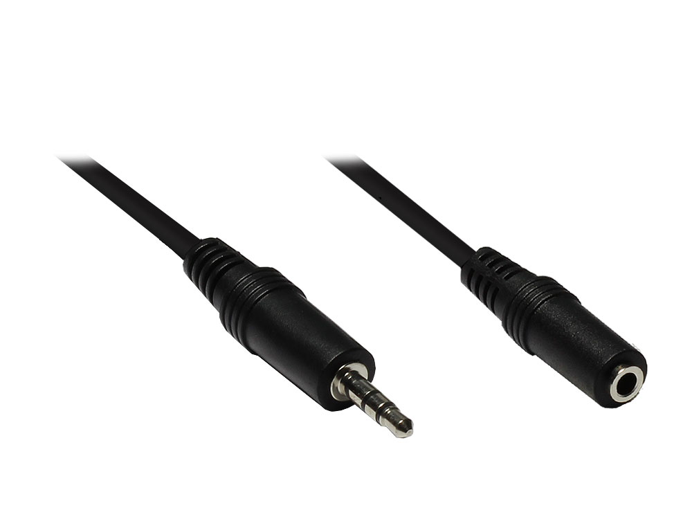 Klinkenverlängerung 3,5mm, Stecker an Buchse (3polig), schwarz, 10m, Good Connections®