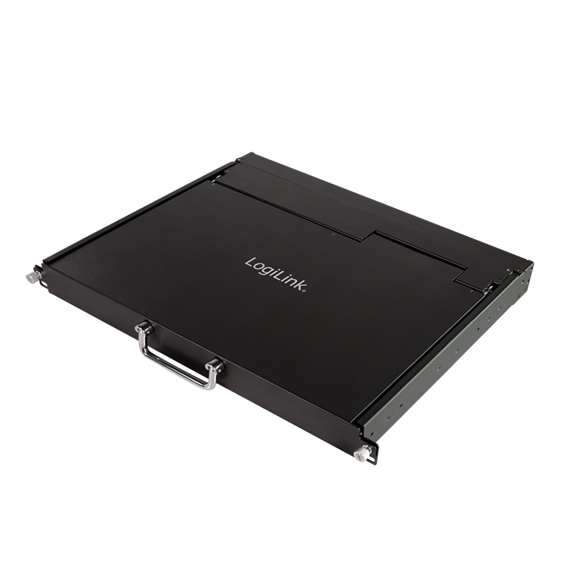 KVM-Konsole mit 17"-Bildschirm, VGA, USB-A, PS/2, geringe Einbautiefe, QWERTY
