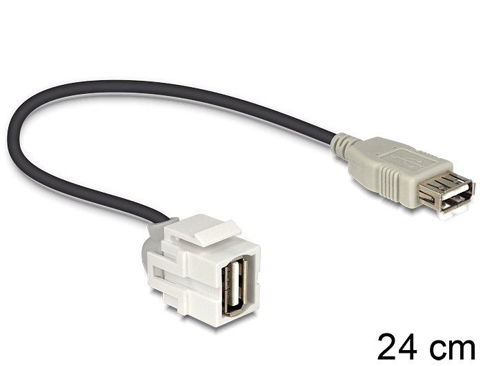 Keystone Modul USB 2.0 A Buchse an USB 2.0 A Buchse 250° mit Kabel, Delock® [86329]