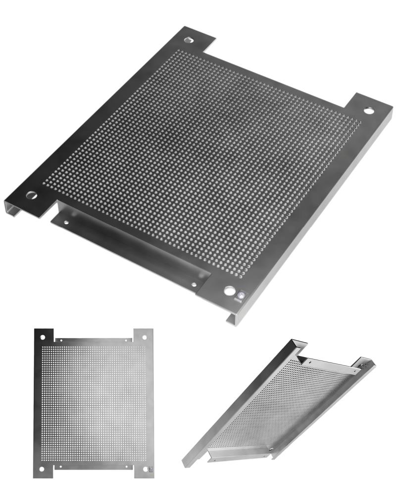 Lochblech Montageplatte 335x270mm aus Stahlblech mit 5 mm Rastermaß Lochblech Montageplatte 335x270mm aus Stahlblech mit 5 mm Rastermaß