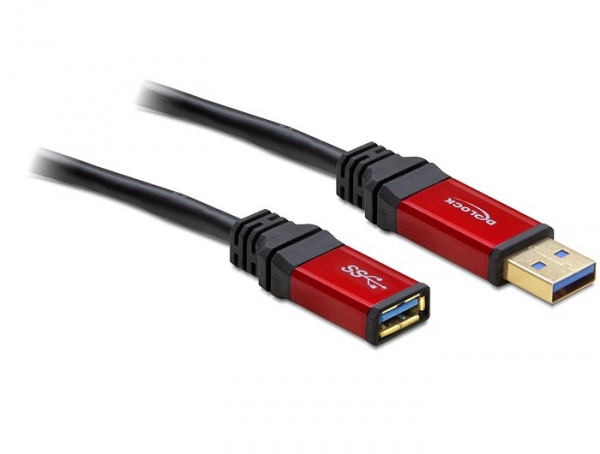 USB 3.0 Verlängerungskabel Stecker A an Buchse A, Premium, 1m, Delock® [82752]