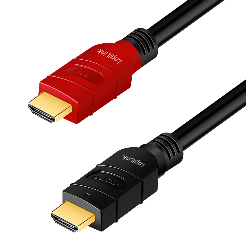 HDMI-Kabel, A/M zu A/M, 4K/60 Hz, AMP, schwarz/rot, 10 m