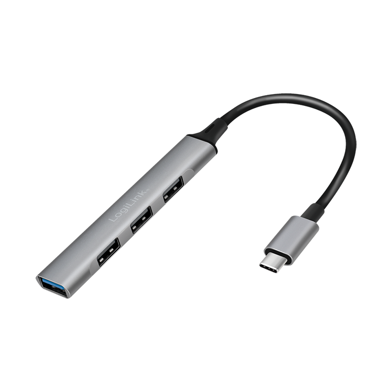 USB 3.2 Gen1 Type C, 4-Port Slim-Hub, mit Aluminiumgehäuse