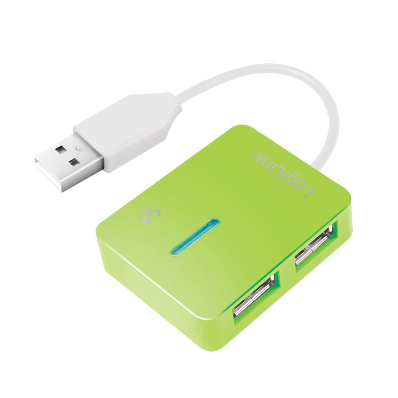 USB 2.0 Hub 4-Port, Smile, grün