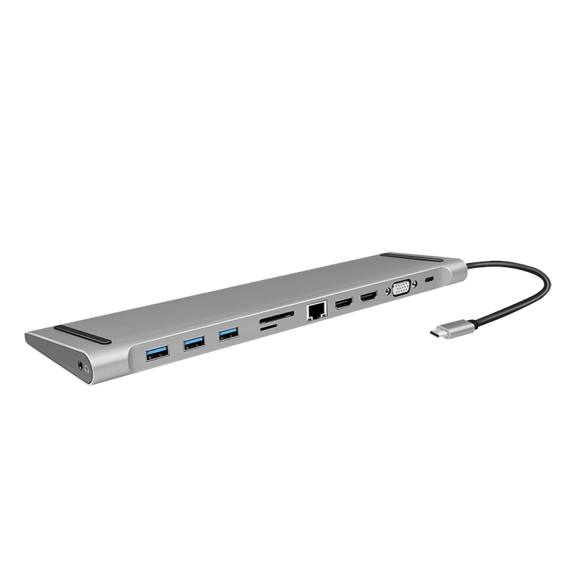 USB 3.2 Gen 1-Dockingstation, USB-C, 11-Port, PD, silver