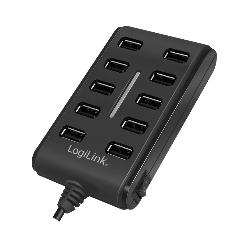 USB 2.0 Hub, 10-Port mit EIN/AUS Schalter