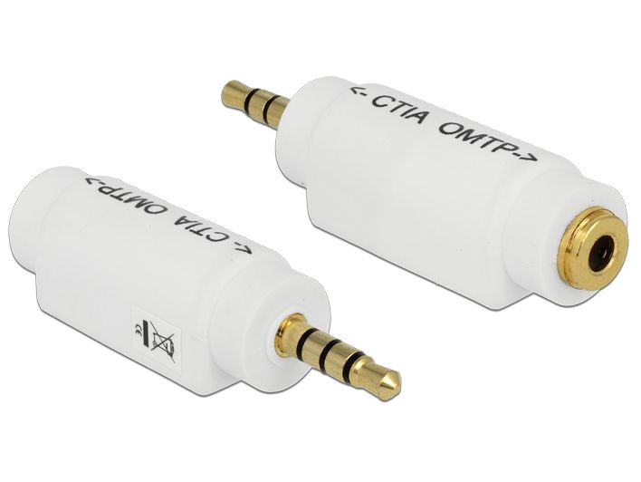 Adapter Audio Klinke 3,5 mm 4 Pin Stecker an 3,5 mm Buchse 4 Pin (ändert die Pinbelegung), Delock® [