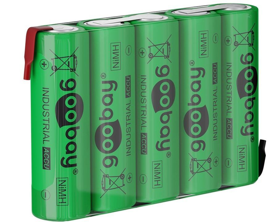 Industrieakku mit Lötfahne (Z), 5x AA (Mignon), HR6, 6V, 2100mAh, Nickel-Metallhydrid Akku (Ni-MH)